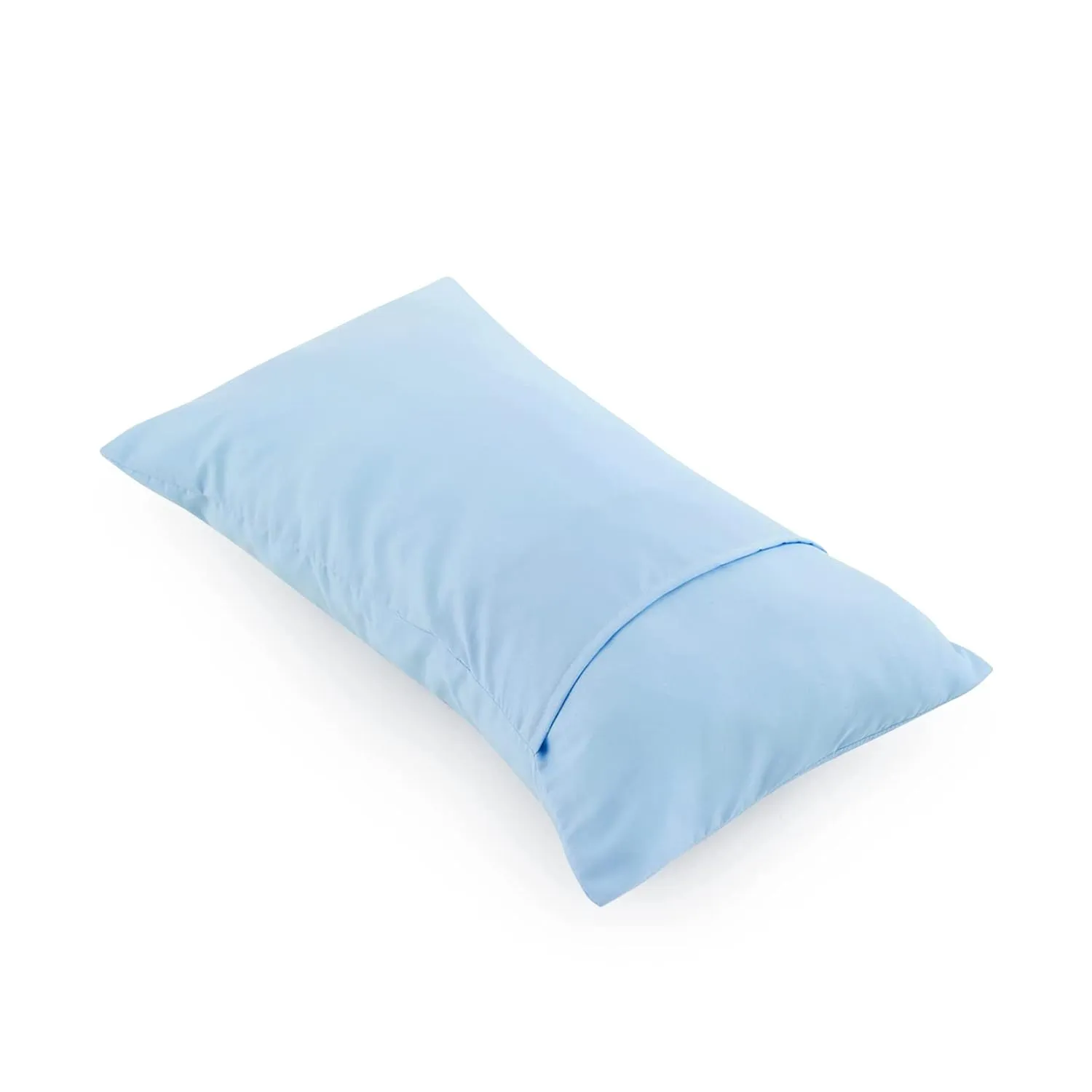 Wake In Cloud - Sleeping Bag Zippered, Nap Mat with Matching Pillow for Kids Boys Girls Sleepover Overnight Travel Slumber Bag, Solid Plain Color Light Blue, 100% Soft Microfiber