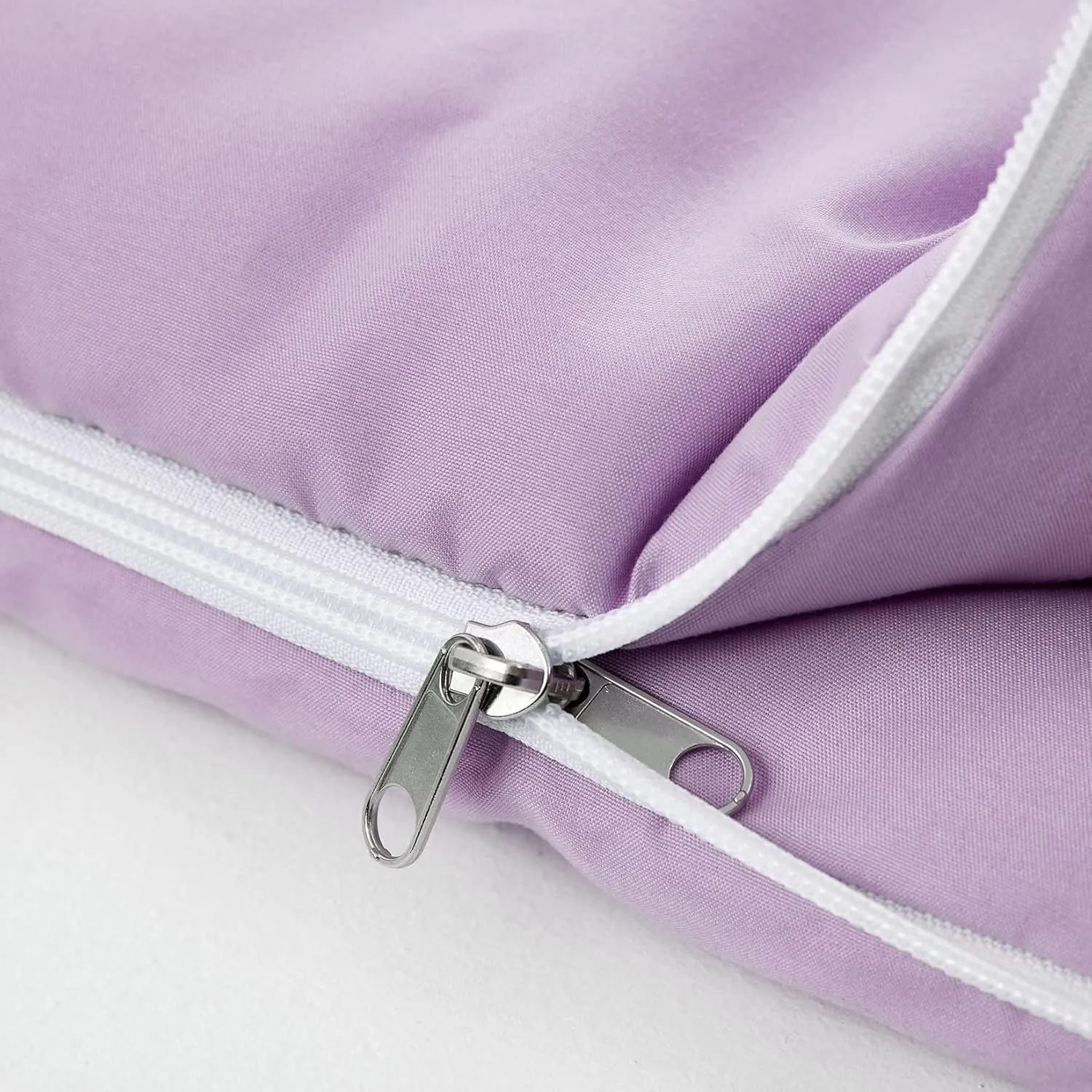 Wake In Cloud - Sleeping Bag Zippered, Nap Mat with Matching Pillow for Kids Boys Girls Sleepover Overnight Travel Slumber Bag, Solid Plain Color Lilac Purple Lavender, 100% Soft Microfiber