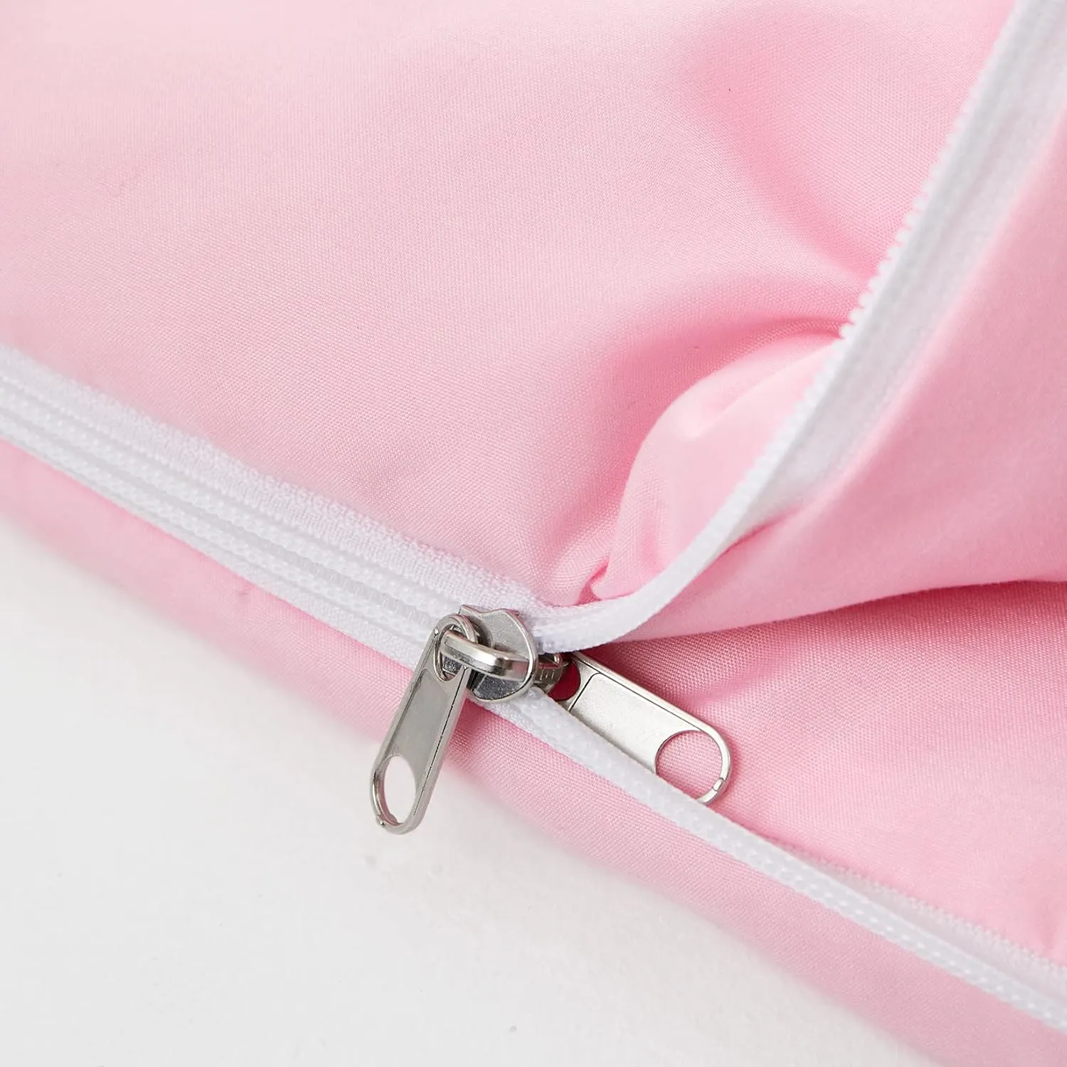Wake In Cloud - Sleeping Bag Zippered, Nap Mat with Matching Pillow for Kids Boys Girls Sleepover Overnight Travel Slumber Bag, Solid Plain Color Pink, 100% Soft Microfiber