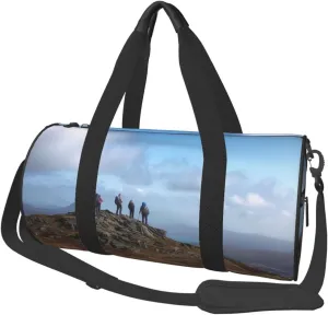 Walkers at the summit Travel Duffle Bag Carry On Weekender Overnight Bag Sport Gym Bag for Women Men Foldable Travel Duffle Round Duffle Bag for Travel Sports Gym