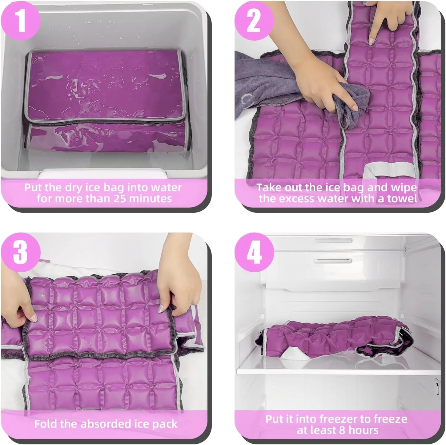 Water-Activated Freezable Cooler Bag, Reusable Super Absorbent Ice Pack for Long-Lasting Cold Storage, Camping, Groceries & First Aid (Non-Gel Eco-Friendly)