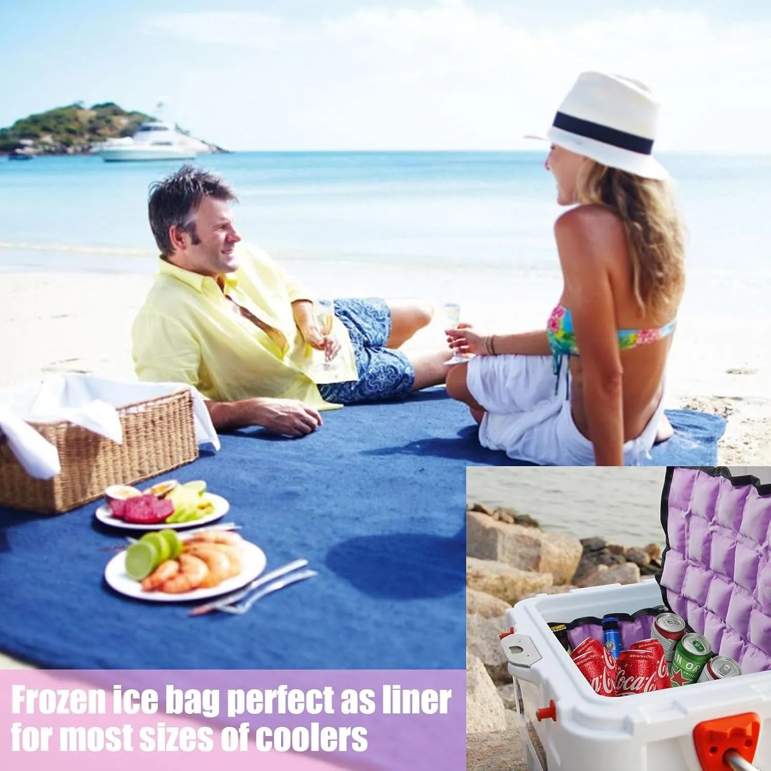 Water-Activated Freezable Cooler Bag, Reusable Super Absorbent Ice Pack for Long-Lasting Cold Storage, Camping, Groceries & First Aid (Non-Gel Eco-Friendly)
