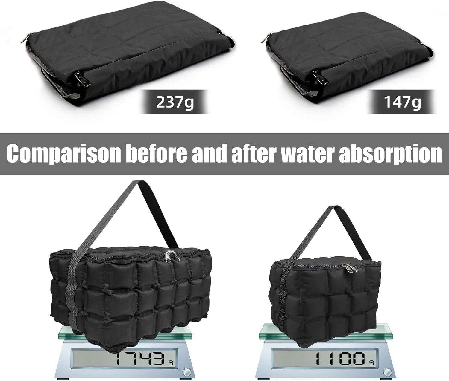 Water-Activated Freezable Cooler Bag, Reusable Super Absorbent Ice Pack for Long-Lasting Cold Storage, Camping, Groceries & First Aid (Non-Gel Eco-Friendly)