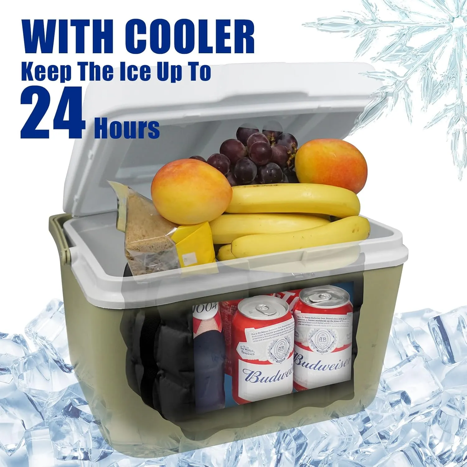 Water-Activated Freezable Cooler Bag, Reusable Super Absorbent Ice Pack for Long-Lasting Cold Storage, Camping, Groceries & First Aid (Non-Gel Eco-Friendly)