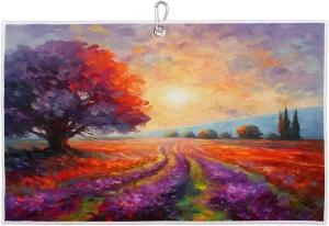 Watercolor Field Flowers Golf Towel with Heavy Duty Carabiner Clip Quick Dry Ultra Absorbent Club Ball Cleaning Towel Golf Accessories for Men Women