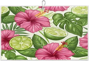 Watercolour Flower Leaf Lemon Golf Towel with Heavy Duty Carabiner Clip Quick Dry Ultra Absorbent Club Ball Cleaning Towel Golf Accessories for Men Women