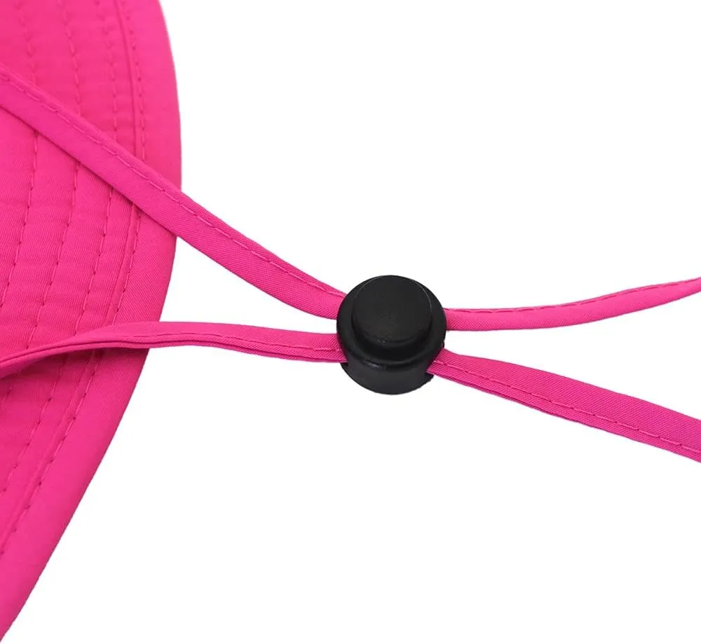Waterproof Sun Hat Outdoor UV Protection Bucket Mesh Boonie Hat Adjustable Fishing Cap (Color : Rose red)