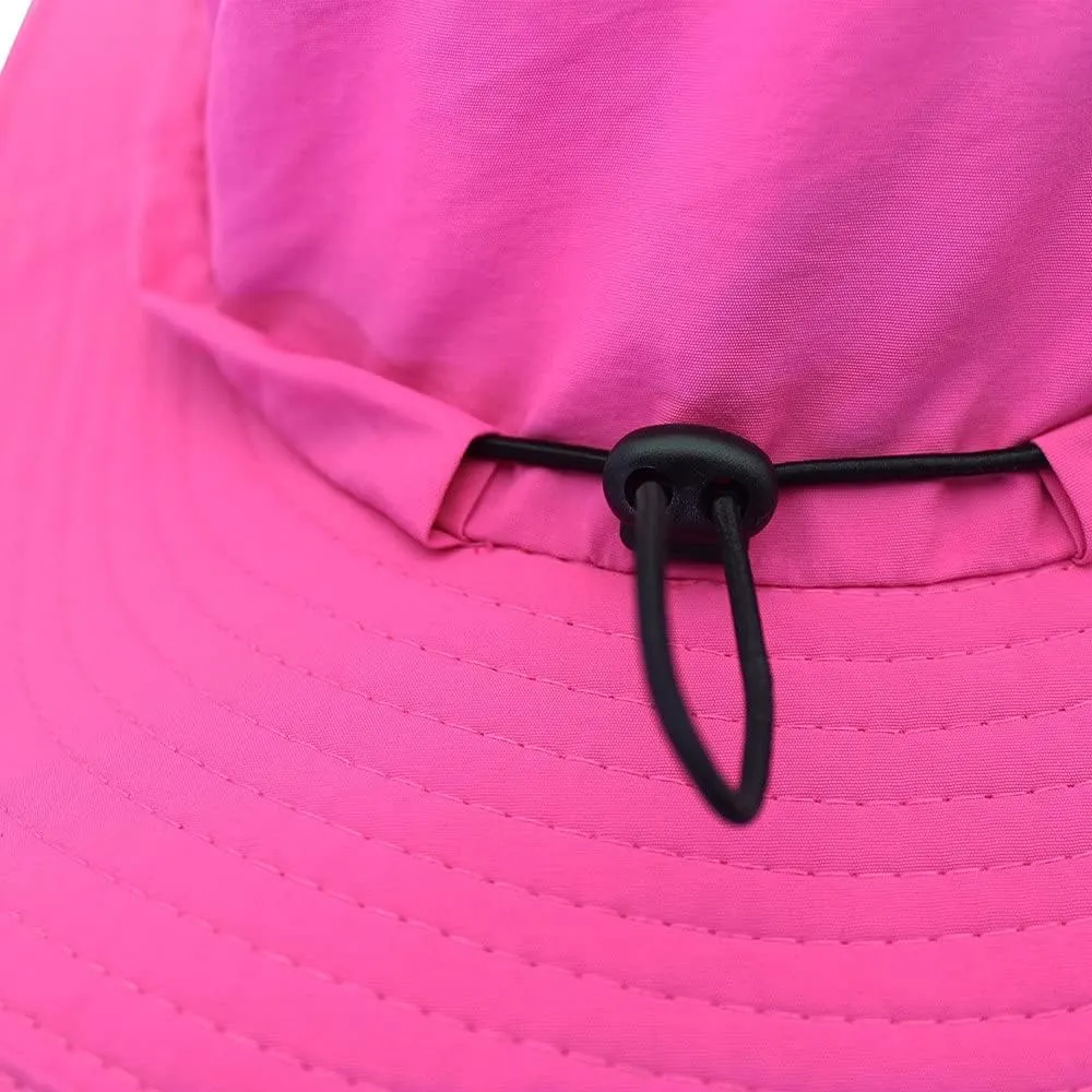Waterproof Sun Hat Outdoor UV Protection Bucket Mesh Boonie Hat Adjustable Fishing Cap (Color : Rose red)