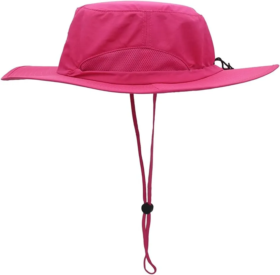Waterproof Sun Hat Outdoor UV Protection Bucket Mesh Boonie Hat Adjustable Fishing Cap (Color : Rose red)