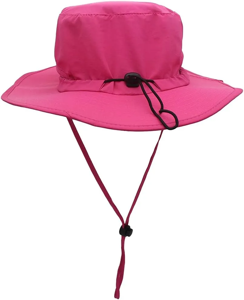 Waterproof Sun Hat Outdoor UV Protection Bucket Mesh Boonie Hat Adjustable Fishing Cap (Color : Rose red)