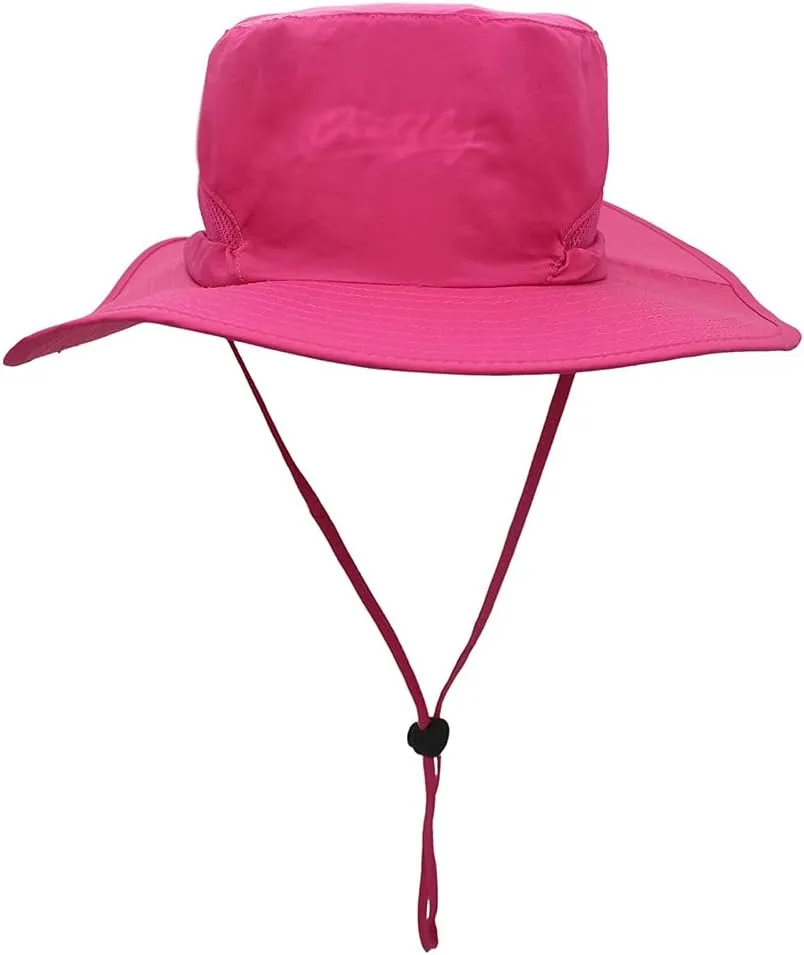 Waterproof Sun Hat Outdoor UV Protection Bucket Mesh Boonie Hat Adjustable Fishing Cap (Color : Rose red)