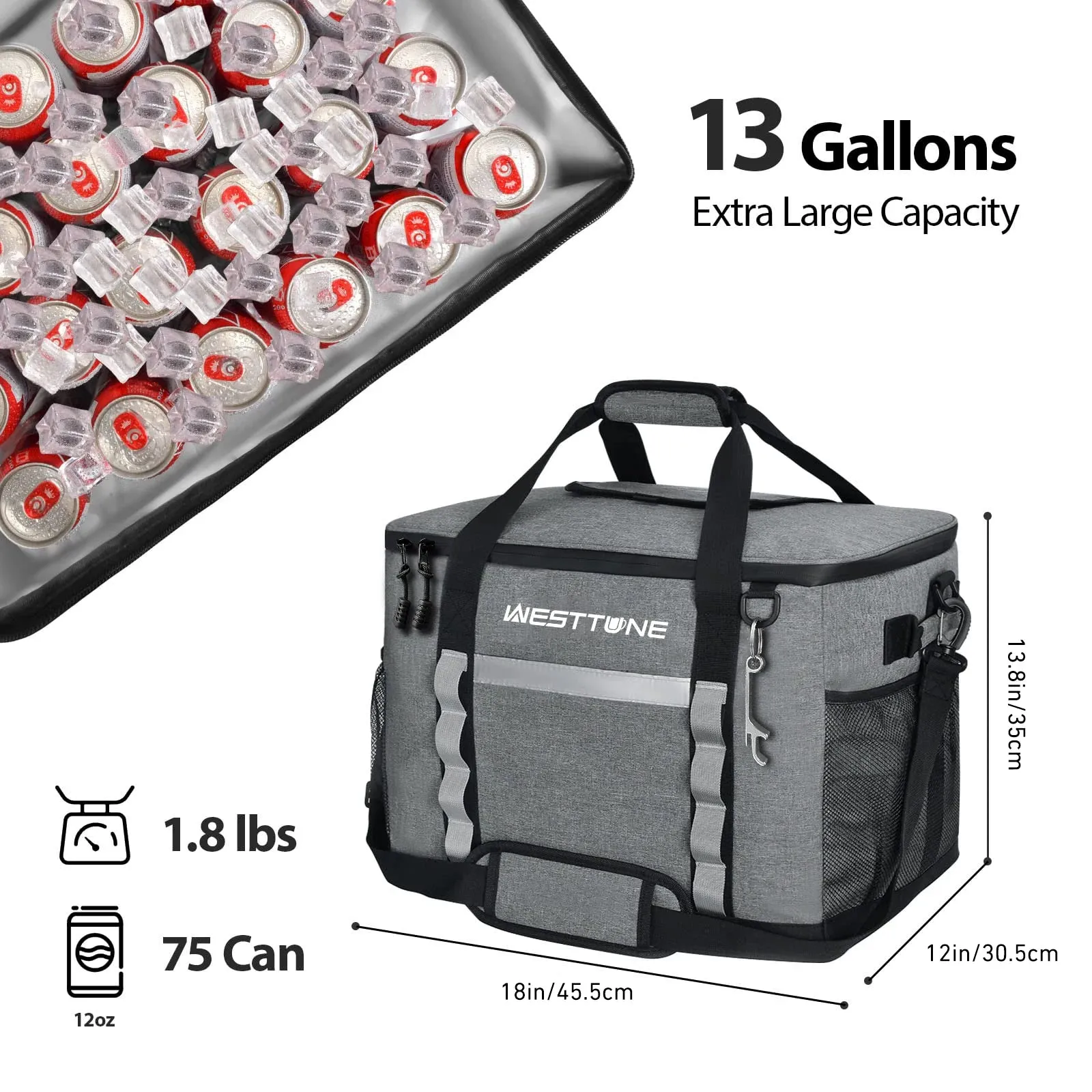 WESTTUNE 75 Cans Soft Cooler Bag Collapsible Cooler