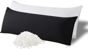WhatsBedding Memory Foam Body Pillow with Breathable Zippered Cotton Cover, Full Body Pillow for Adults, Long Pillow for Sleeping, Firm Pillow Fluffy Supportive - Black
