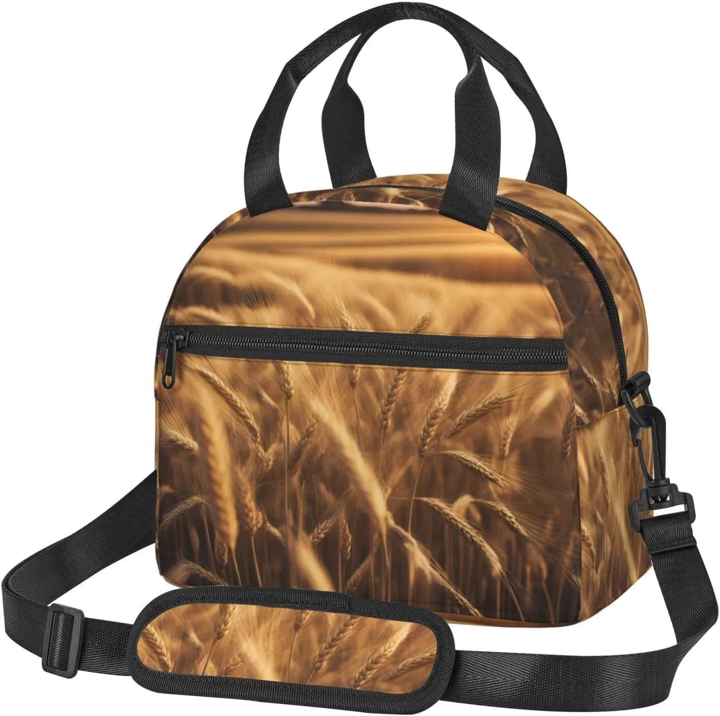 Wheat Field Print Lunch Bag With Adjustable Shoulder Strap,Leakproof,Tote Bag For Office Work,Picnic And Outdoor