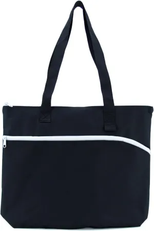 White Accent Zippered Tote Bag/Shoulder Bag/Durable Bag