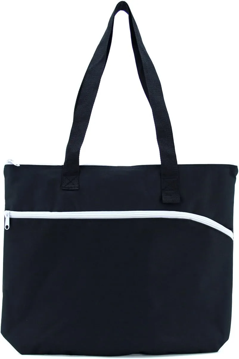 White Accent Zippered Tote Bag/Shoulder Bag/Durable Bag