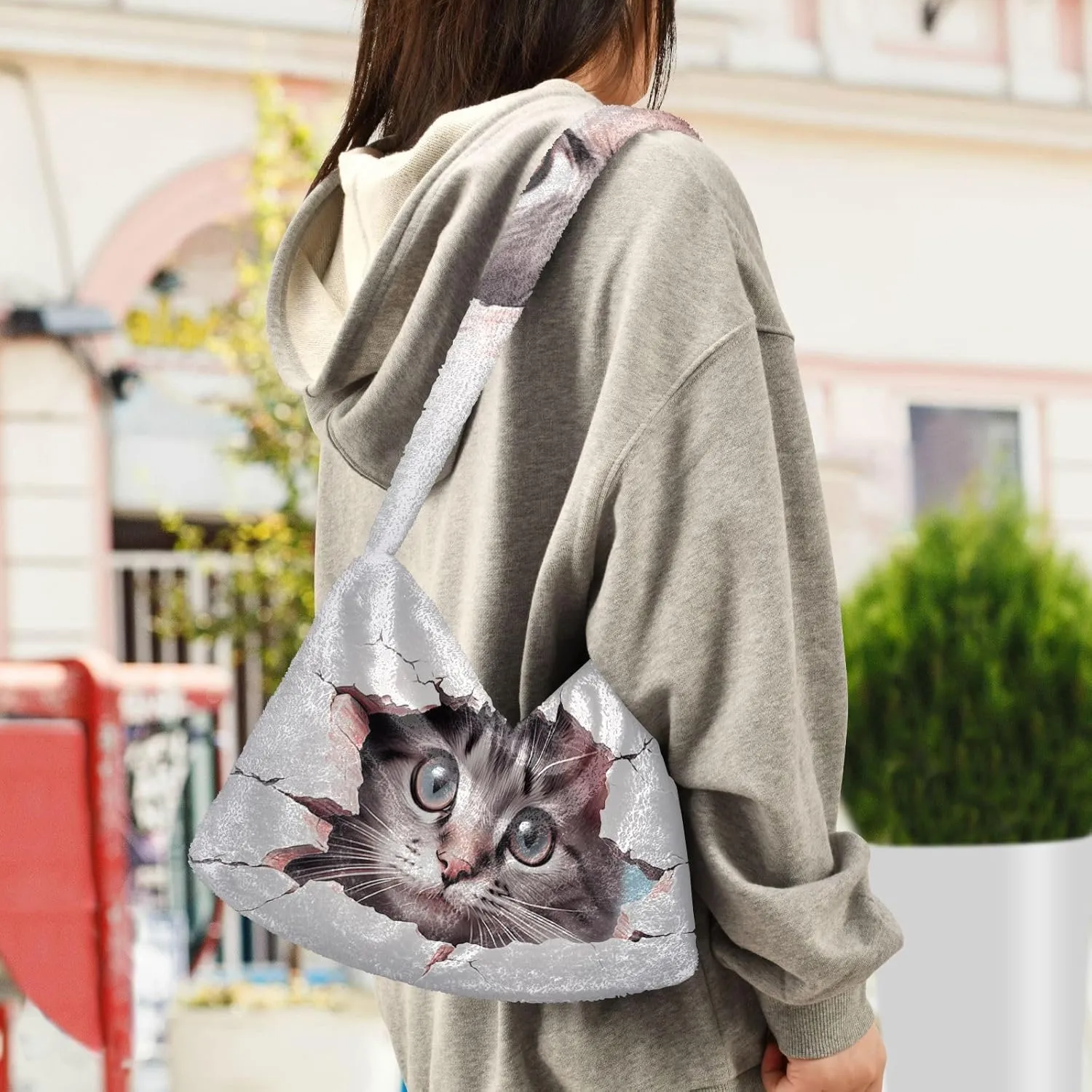 White Green Snakeskin Plush Bag, Tote Bag Young Women, Womens Outdoor Bag