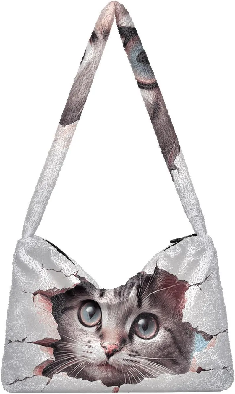 White Green Snakeskin Plush Bag, Tote Bag Young Women, Womens Outdoor Bag