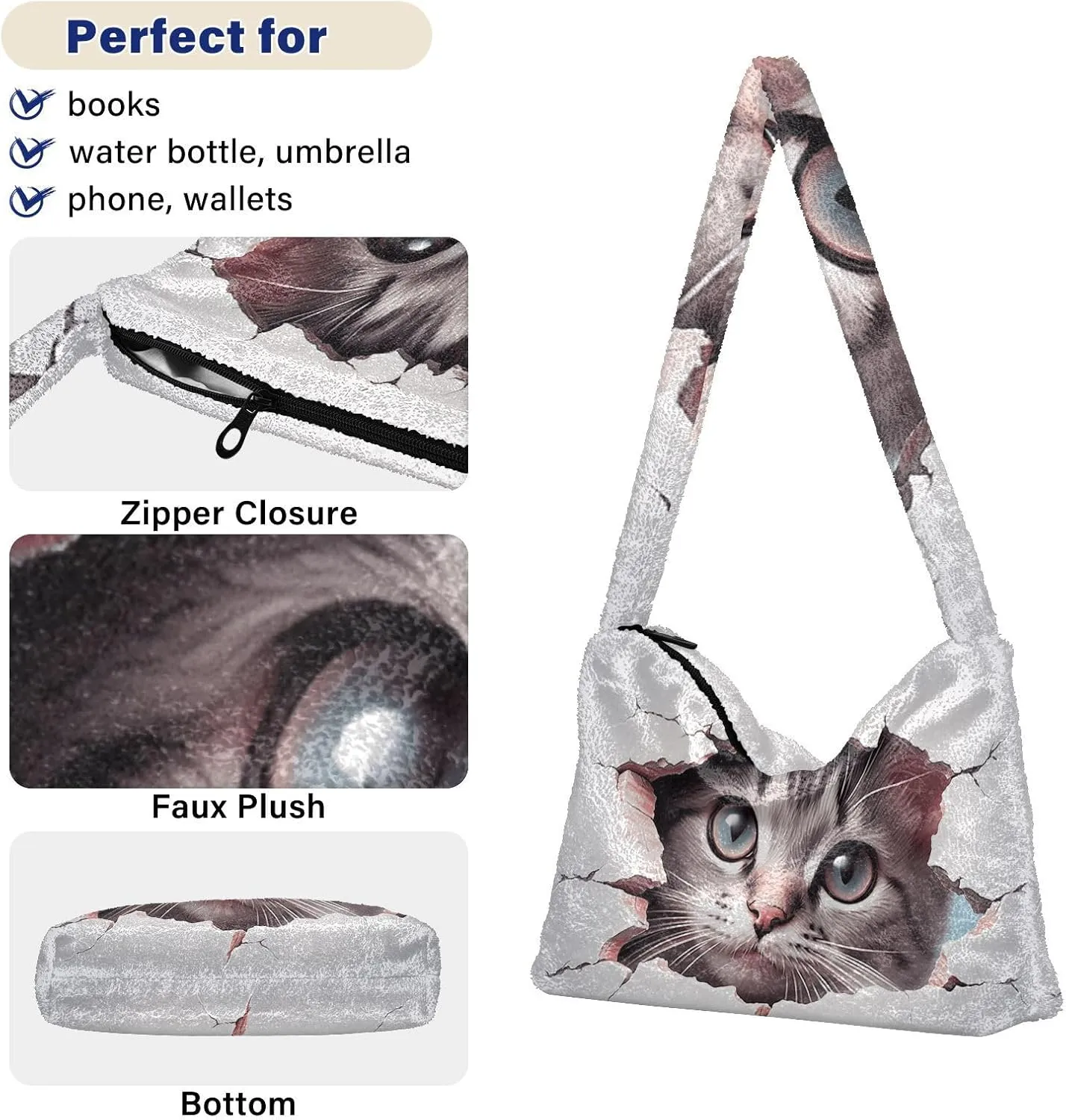 White Green Snakeskin Plush Bag, Tote Bag Young Women, Womens Outdoor Bag