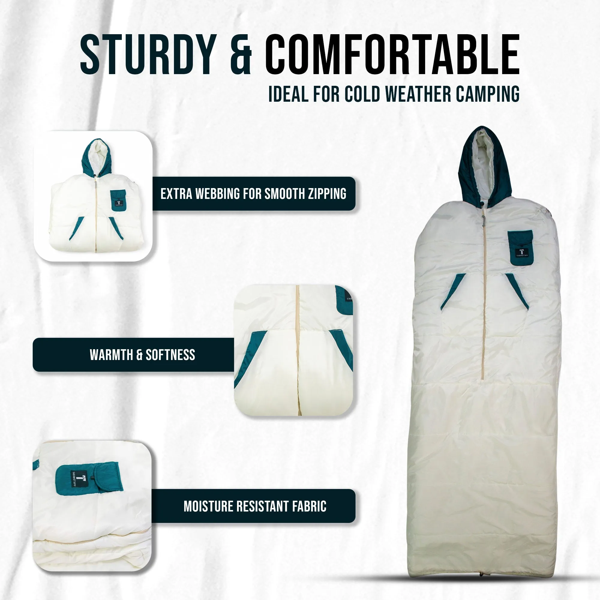 White/Teal Wearable Sleeping Bag