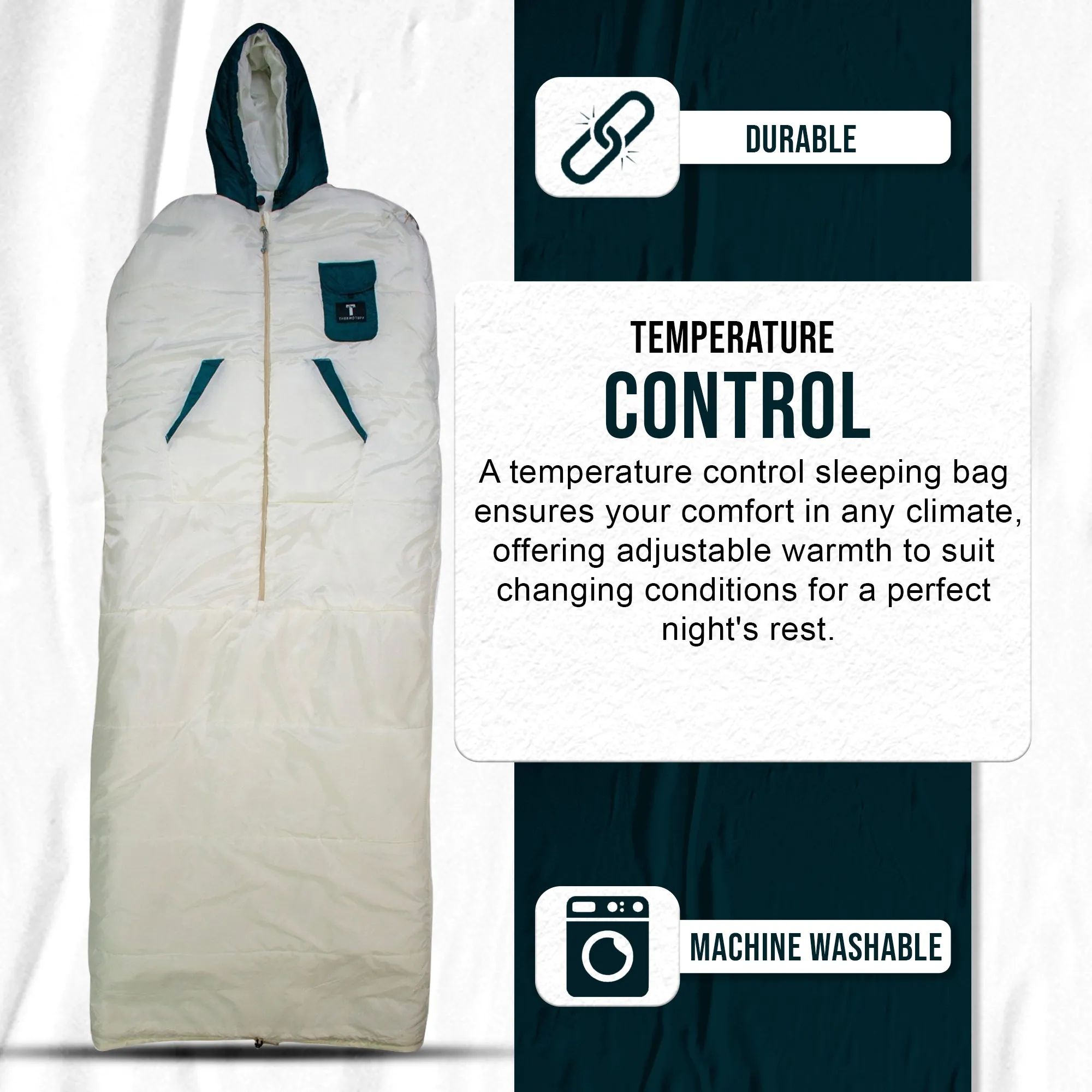 White/Teal Wearable Sleeping Bag
