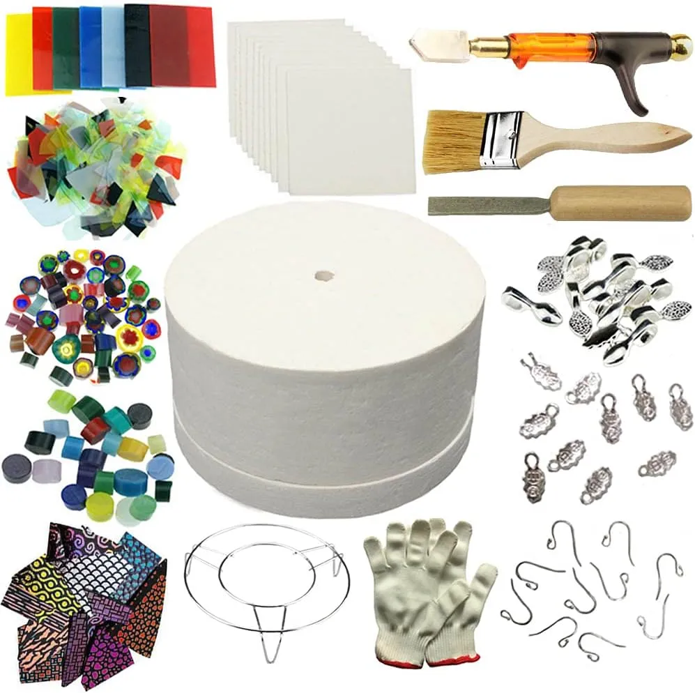 WICAND Microwave Kiln Fusing Glass for Making DIY Jewelry Tools 15pcs Set