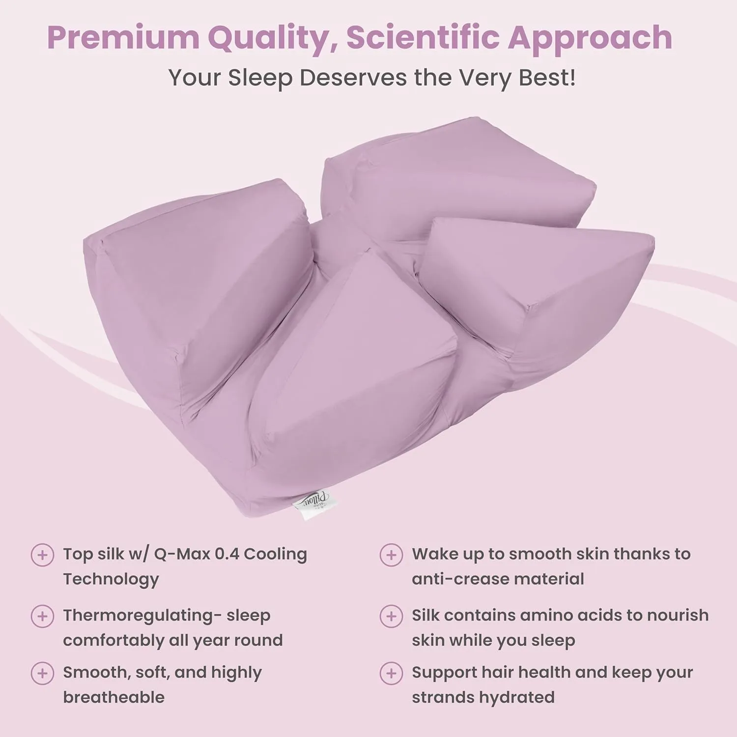 Wife Pillow Cooling Pillowcase: Q-Max 0.4 Cool Fabric, Buttery-Soft, Breathable, Silky-Smooth & Skin Friendly. Washable Cover w/Zipper. Designed for Comfortable & Refreshing Sleep, Purple Bliss