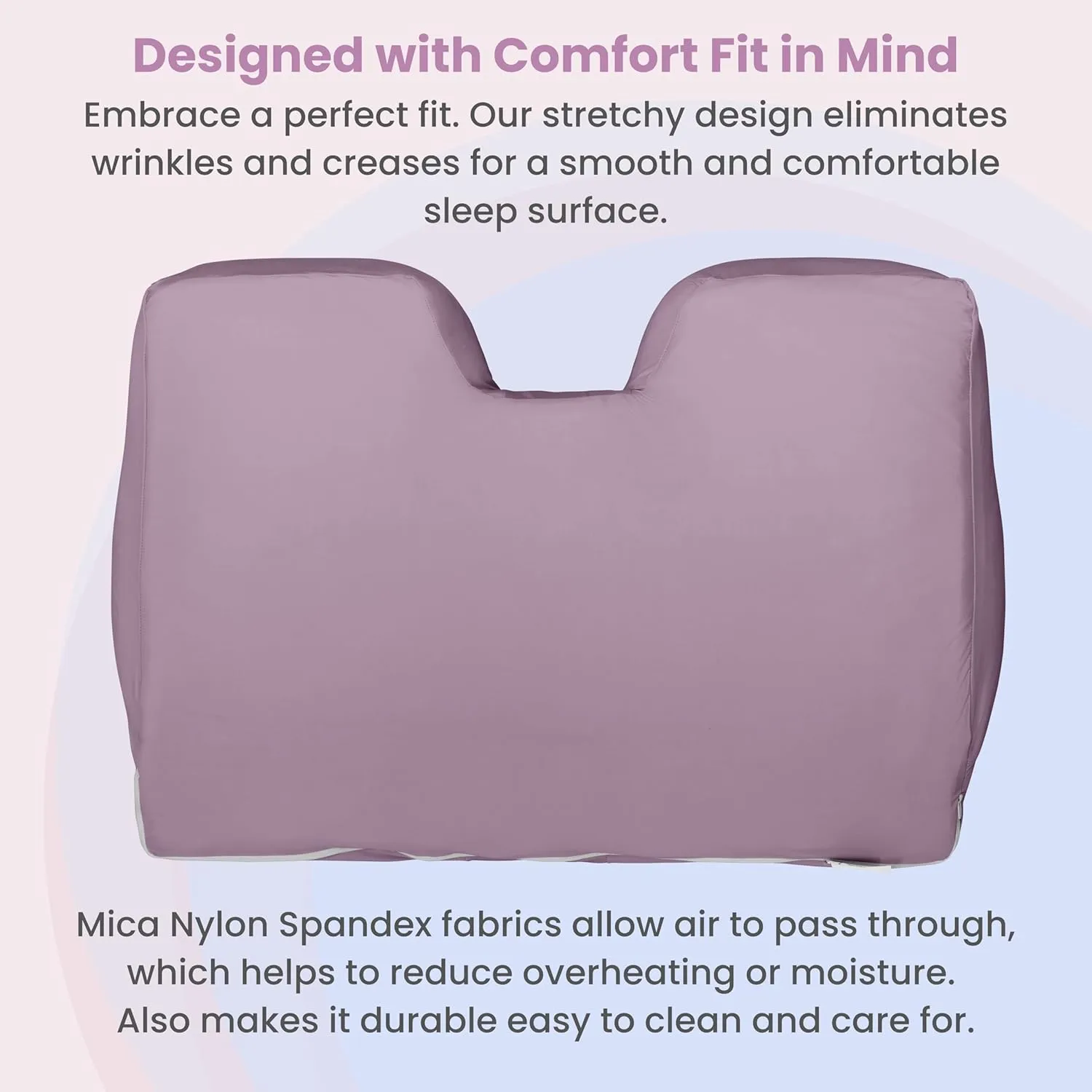 Wife Pillow Cooling Pillowcase: Q-Max 0.4 Cool Fabric, Buttery-Soft, Breathable, Silky-Smooth & Skin Friendly. Washable Cover w/Zipper. Designed for Comfortable & Refreshing Sleep, Purple Bliss