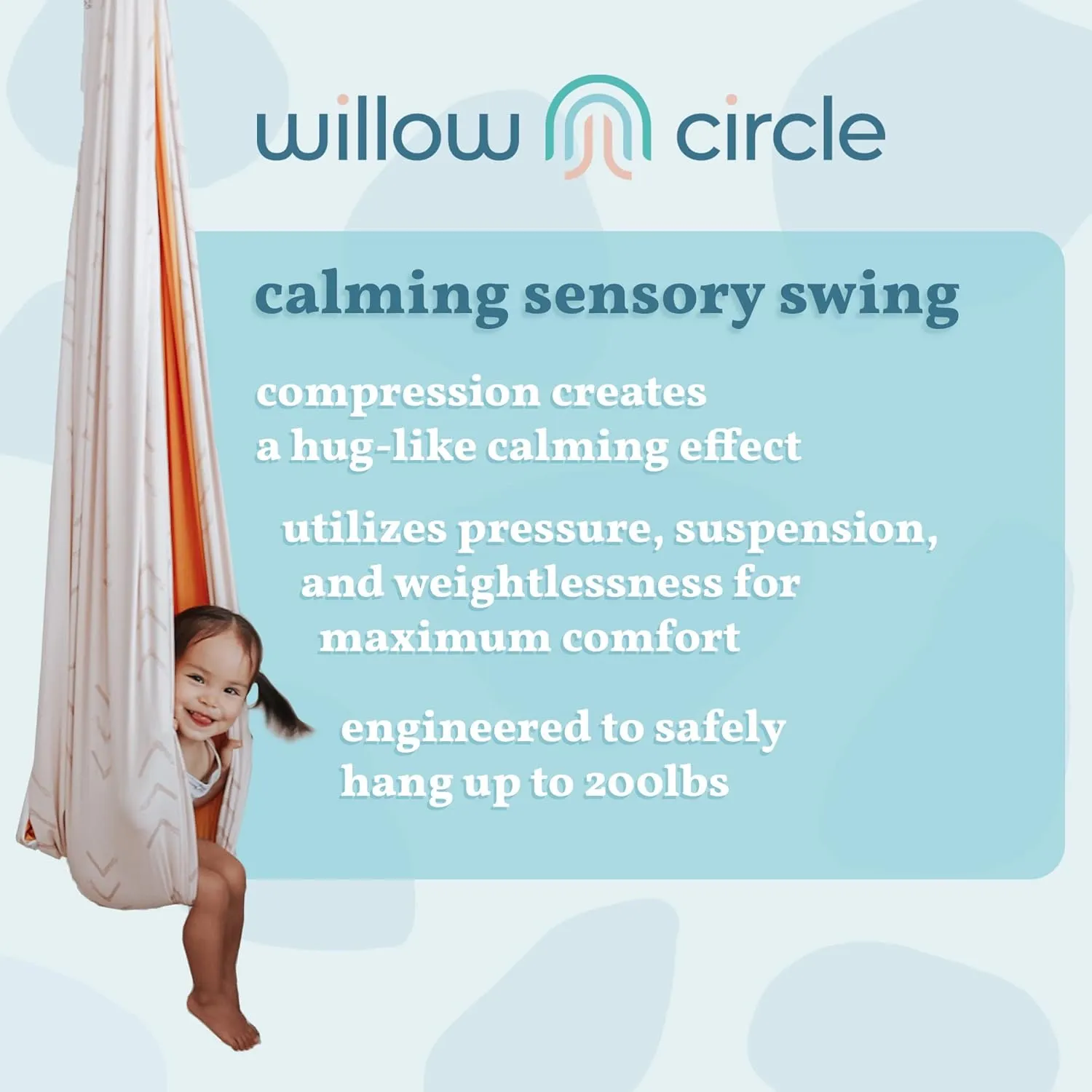Willow Circle Sensory Swing - Indoor Compression Therapy Swing Hammock, Kids & Adults, with Hardware, for Autism Spectrum Disorder, ADHD, Anxiety, Sensory Processing Disorder, Sensory Seeker (Canyon)