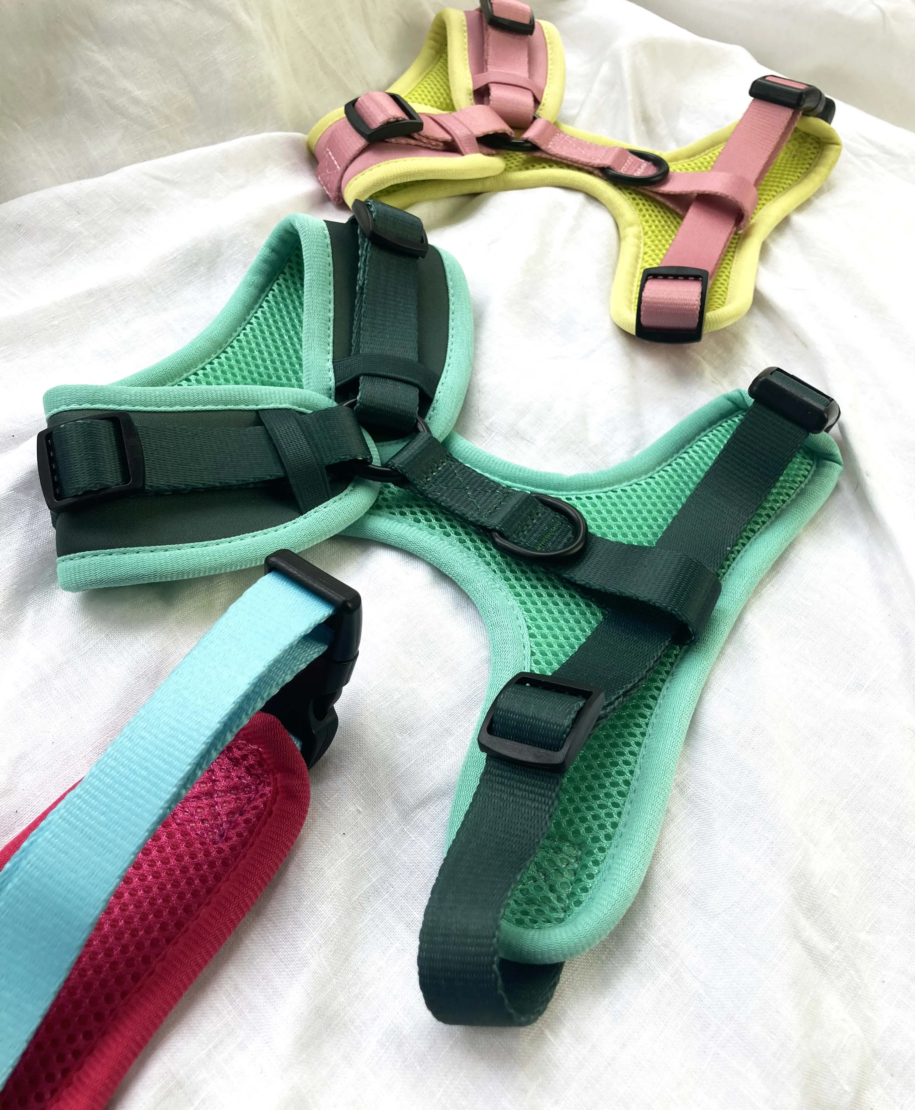 Willow Walks Adjustable Harness in dark green and aqua