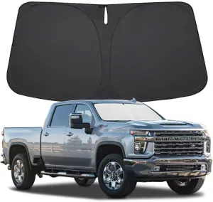 Windshield Sun Shade for 2019-2024 2025 Chevrolet/Chevy Silverado 1500 Accessories, Double Cab 2Dr 4Dr Front Window Shade Sun Visor Protector for Chevy Silverado Foldable Sunshade Blocks UV Rays