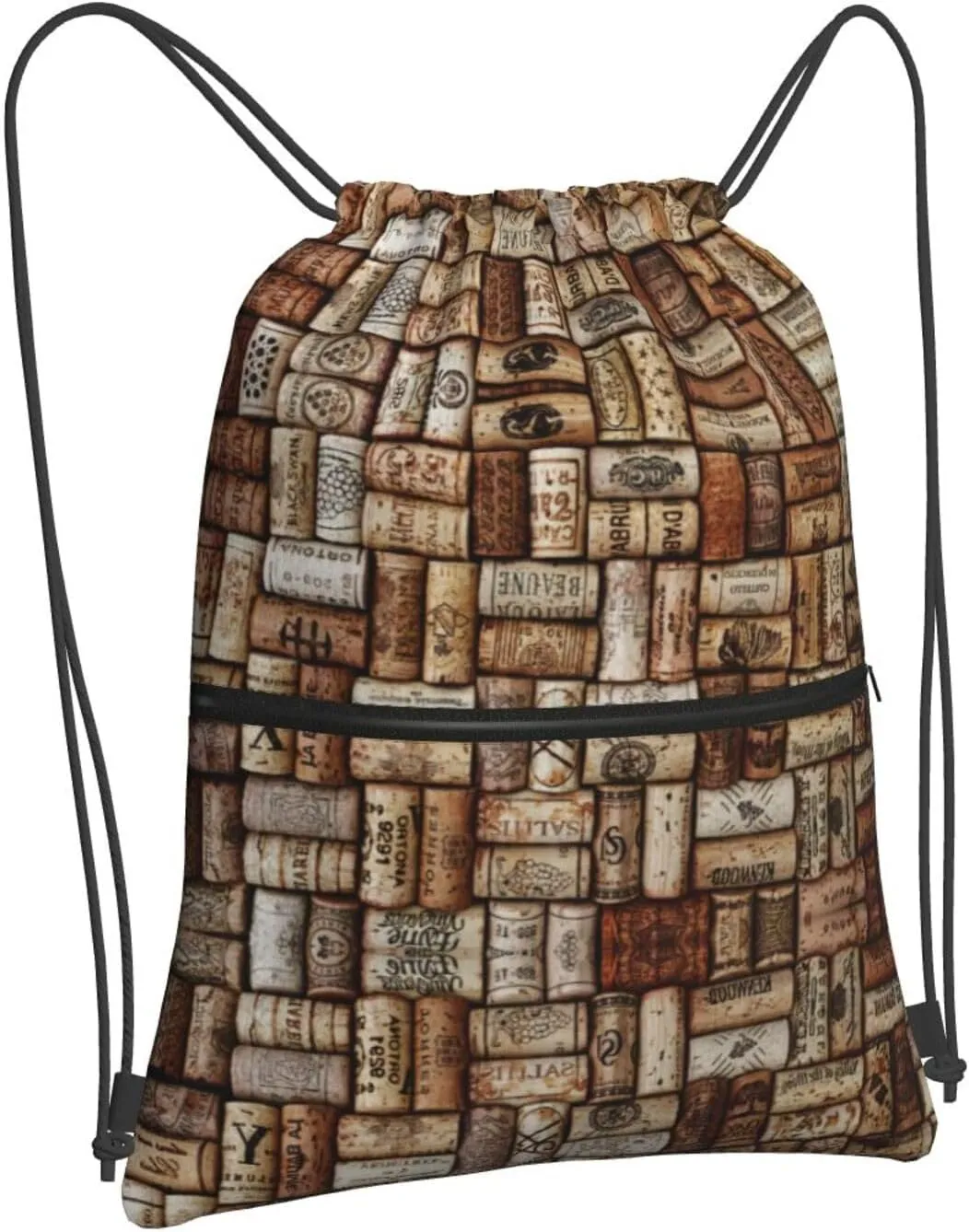Wine Cork Drawstring Gym Bag Sports String Backpack For Beach Picnic, Family Outing