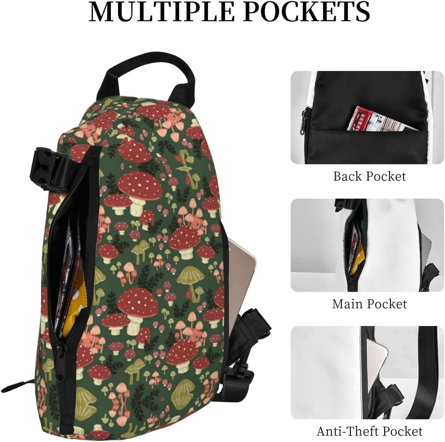 Wine Cork Print Travel Crossbody Backpack Bag,Lightweight Sling Bag For Travel Unisex
