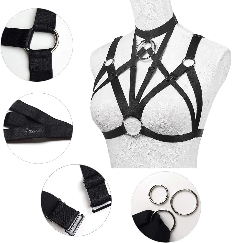 Women Harness Elastic Band Lingerie Cupless Cage Bra Hollow Out Bra