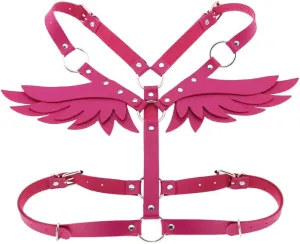 Women Punk Angel Wings Body Chest Harness Waist Belt Suspenders for Rave Festival Halloween Roleplay Costume