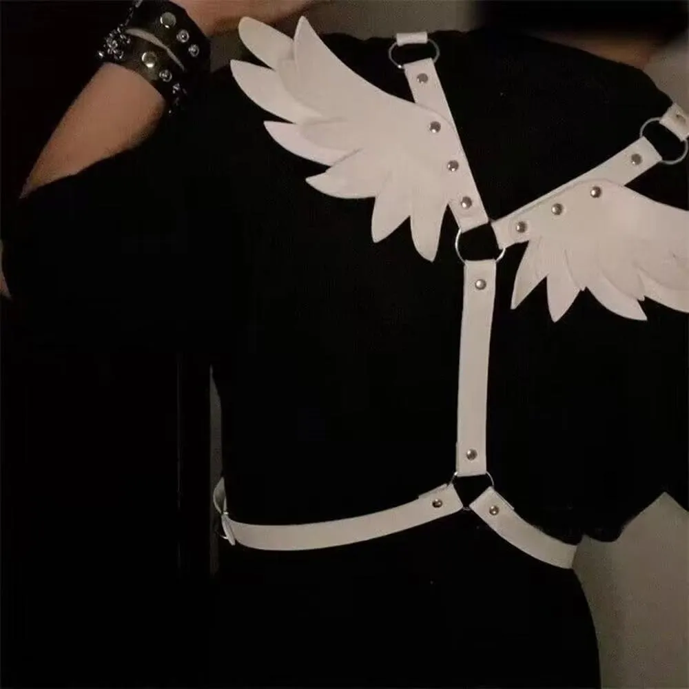 Women Punk Angel Wings Body Chest Harness,Punk Angel Wings Waist Harness,Punk Angel Wing Chest Body Harness