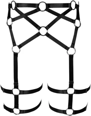 Women's Body Harness Garter Belt Lingerie cage Leg Strap Punk Gothic Festival Rave Stretchy Fabric Adjustable Size