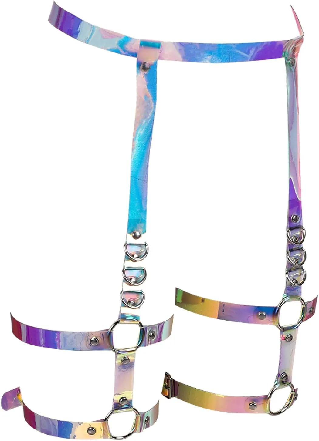 Women's Leather Body Harness Garter Belt Lingerie cage Leg Strap Gothic Punk Stretchy Adjustable Size Halloween Rave