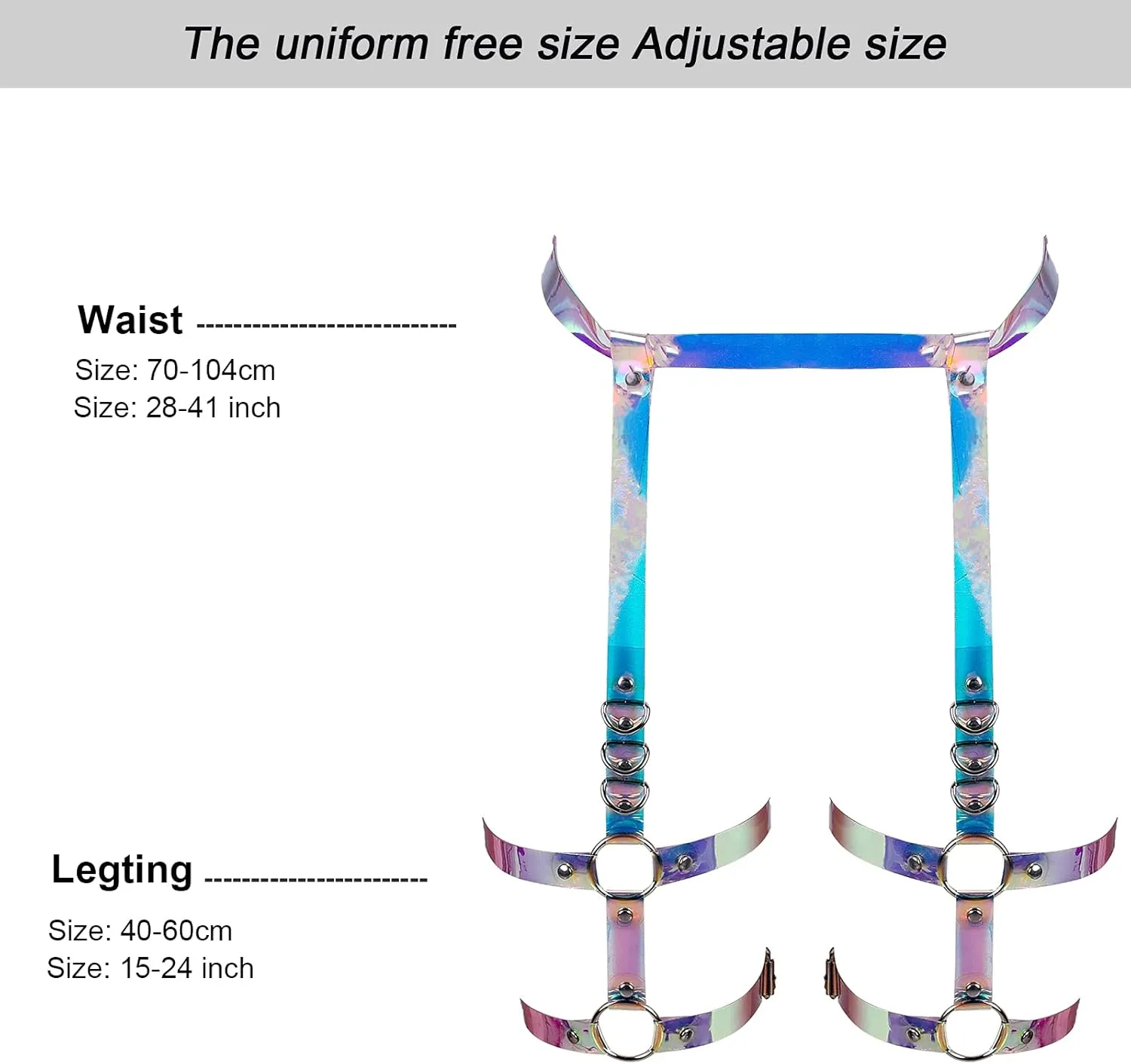 Women's Leather Body Harness Garter Belt Lingerie cage Leg Strap Gothic Punk Stretchy Adjustable Size Halloween Rave