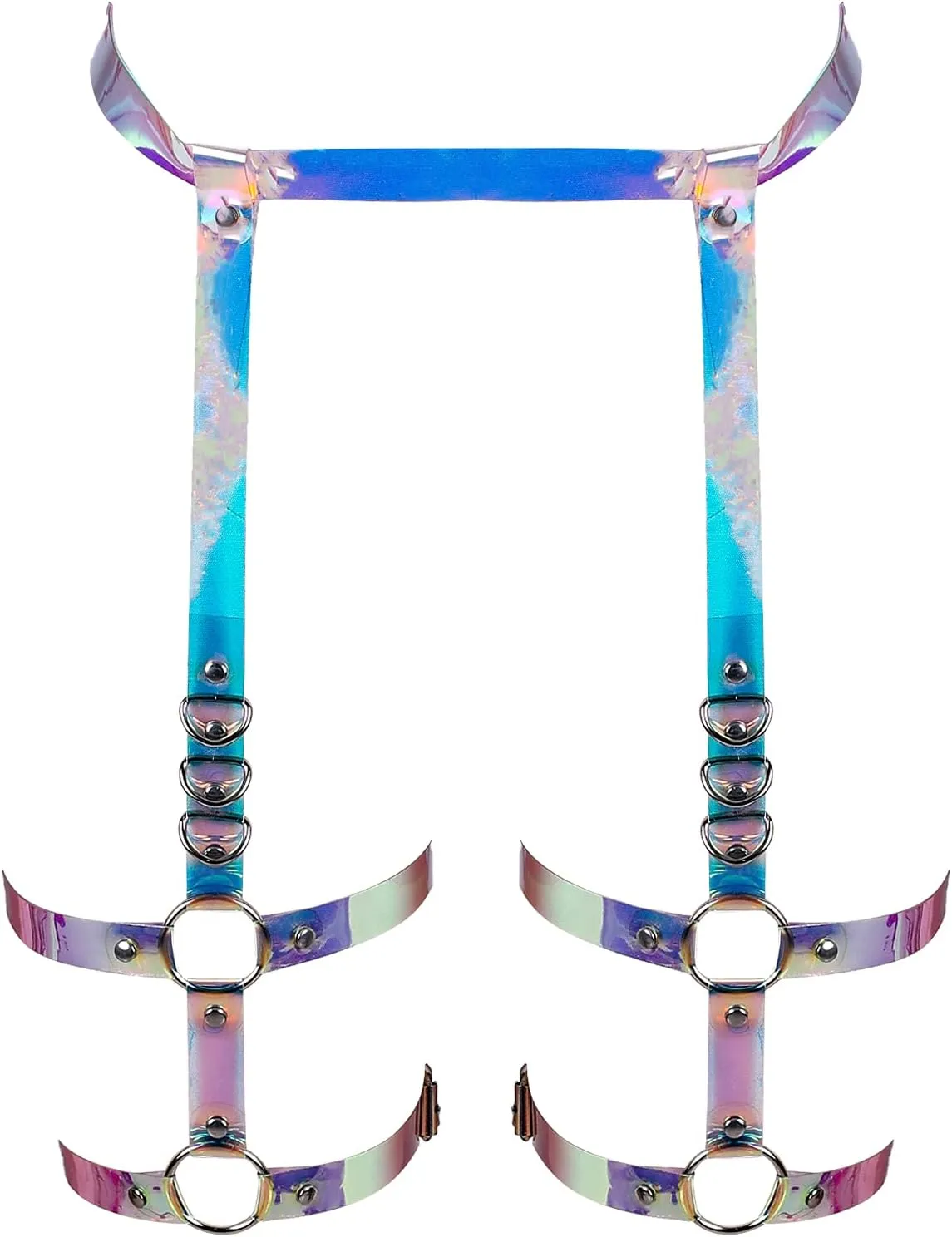 Women's Leather Body Harness Garter Belt Lingerie cage Leg Strap Gothic Punk Stretchy Adjustable Size Halloween Rave