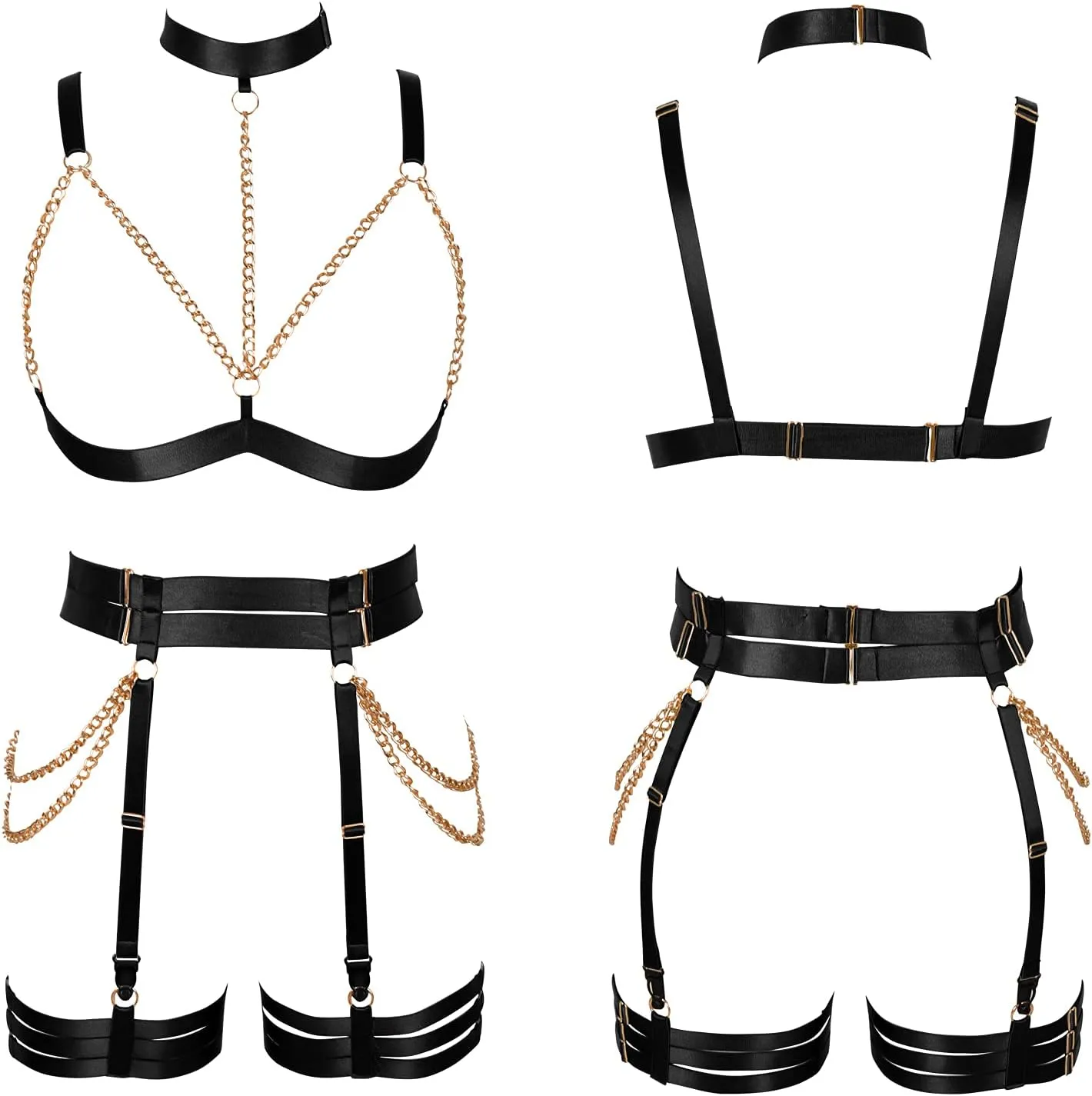 Women's Lingerie Full Cage Body Chain Harness Gothic Belt Waist Garter Belts