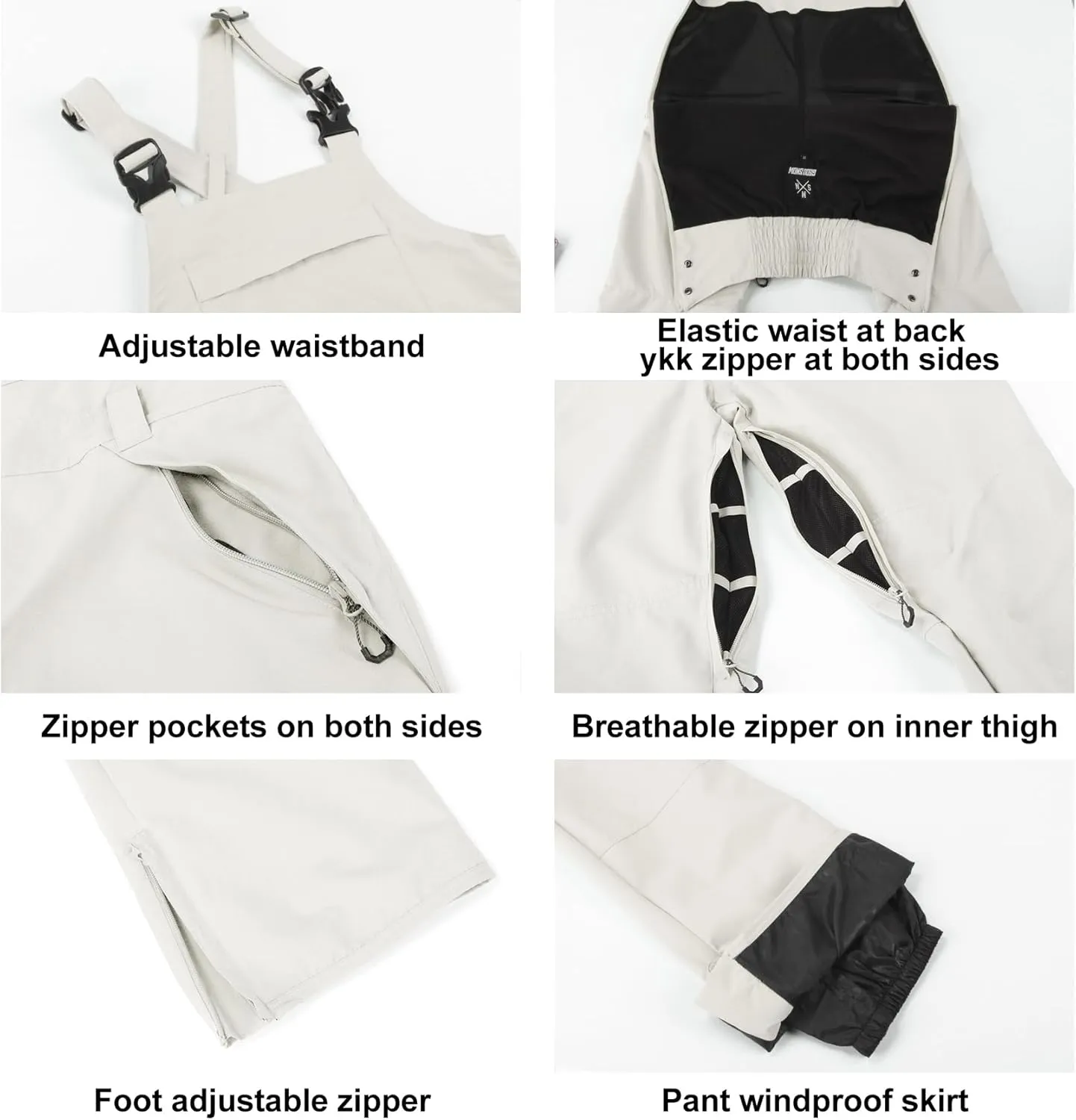 Women's Ski Bib Snow Pants Thigh Bib Overalls Outdoor Bibs Ski Pants Soft Waterproof Insulated Ripstop Snowboarding