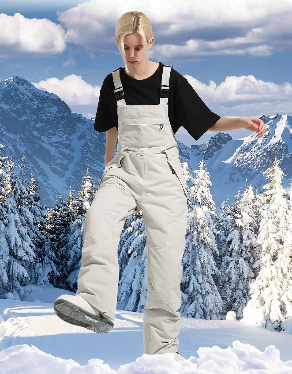 Women's Ski Bib Snow Pants Thigh Bib Overalls Outdoor Bibs Ski Pants Soft Waterproof Insulated Ripstop Snowboarding