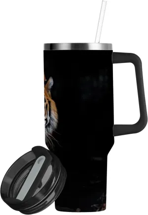 xigua 40 oz Tiger Tumbler with Handle and Straw Lid, Stainless Steel Vacuum Insulated Sports Water Bottle, Keeps Cold or Hot Coffee Cup Travel Mug
