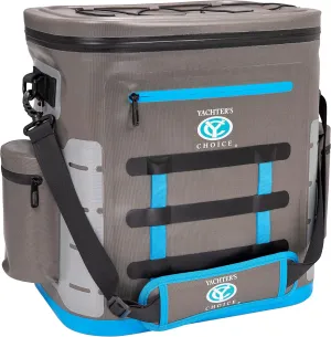 Yachter's Choice Soft Cooler w/ Adjustable Padded Shoulder Strap, Holds 35 Cans, Waterproof, Grey Blue