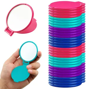 Yalikop 36 Pcs Compact Mirror Bulk Portable Round Makeup Mirror Mini Foldable for Purse Women Travel Daily Use Mother‘s Day Gifts (Pink,Purple,Green,Blue)