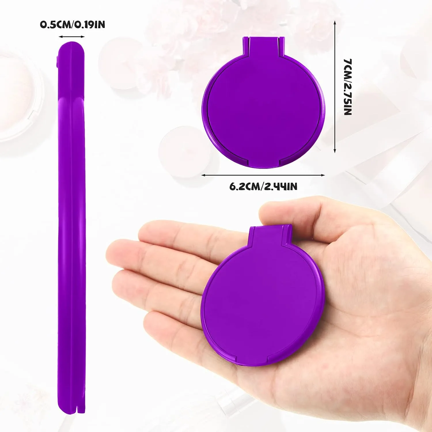 Yalikop 36 Pcs Compact Mirror Bulk Portable Round Makeup Mirror Mini Foldable for Purse Women Travel Daily Use Mother‘s Day Gifts (Pink,Purple,Green,Blue)