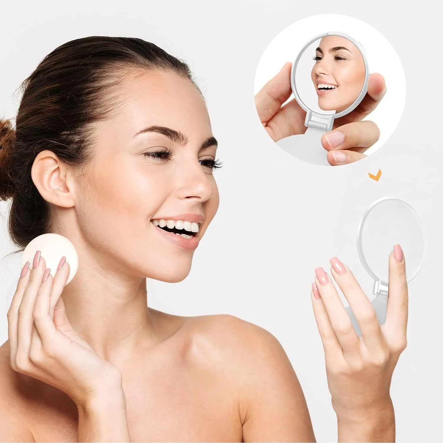 Yalikop 36 Pcs Compact Mirror Bulk Portable Round Makeup Mirror Mini Foldable for Purse Women Travel Daily Use Mother‘s Day Gifts (White)