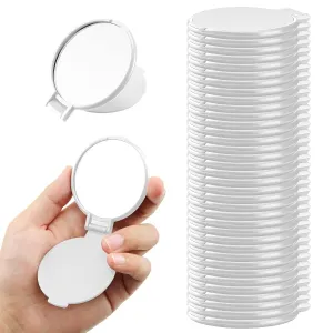 Yalikop 36 Pcs Compact Mirror Bulk Portable Round Makeup Mirror Mini Foldable for Purse Women Travel Daily Use Mother‘s Day Gifts (White)