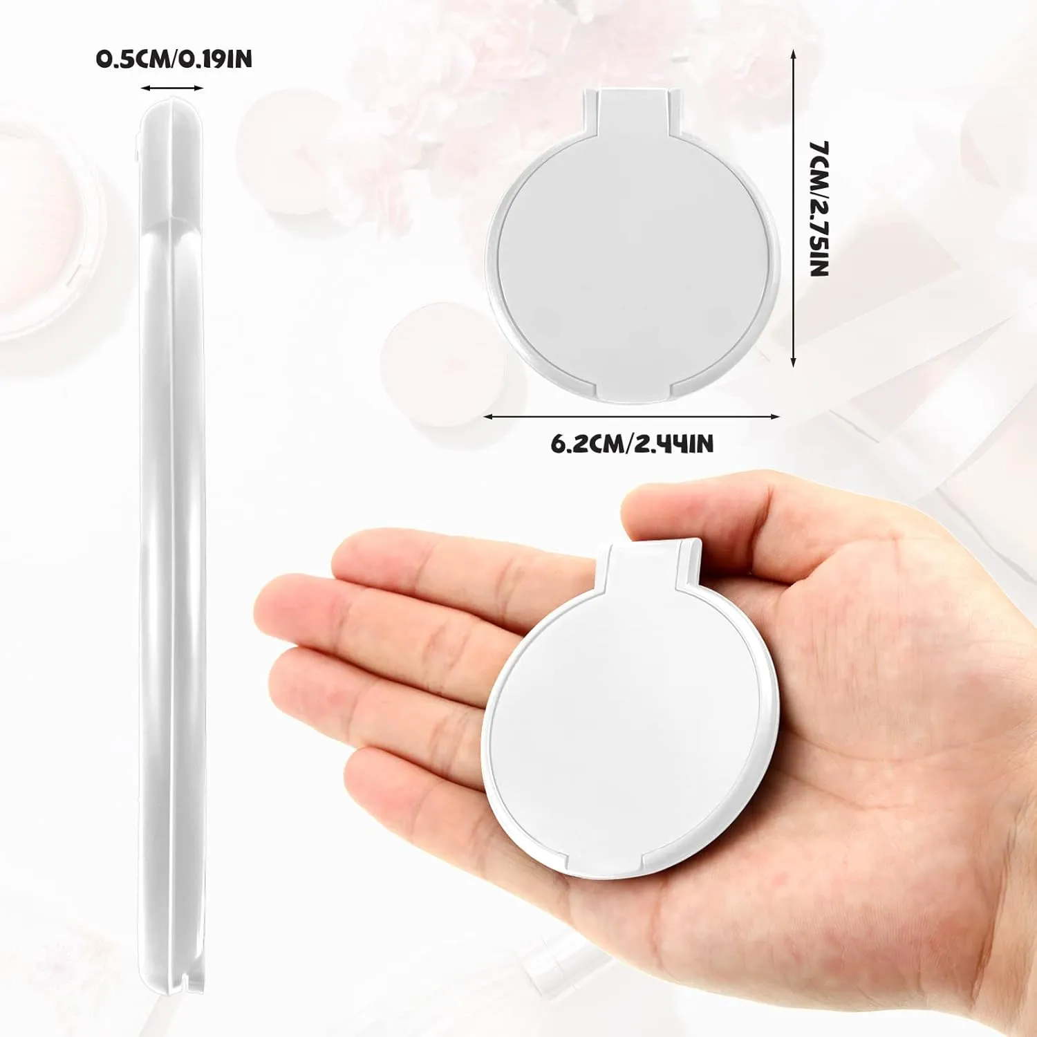 Yalikop 36 Pcs Compact Mirror Bulk Portable Round Makeup Mirror Mini Foldable for Purse Women Travel Daily Use Mother‘s Day Gifts (White)